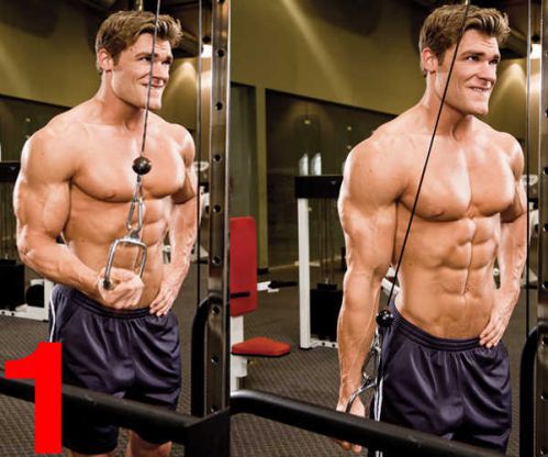 Reverse One-Arm Cable Triceps Extensions
