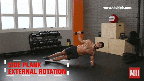 Plank nghiêng xoay cánh tay - Side Plank External RotationPlank nghiêng xoay cánh tay - Side Plank External Rotation