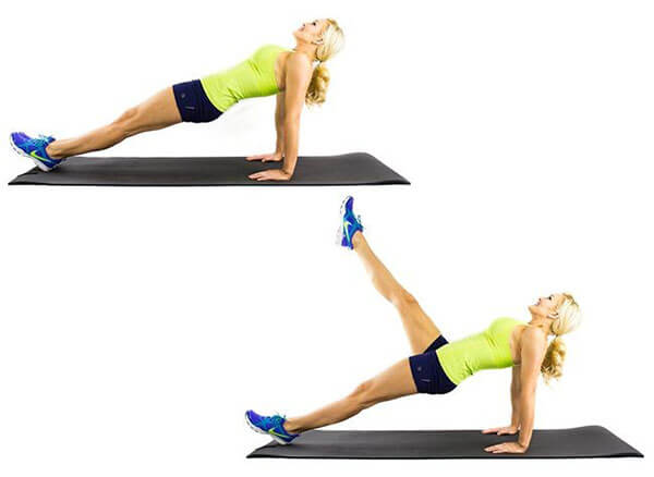 Reverse Plank with Leg Raise - Plank ngược nâng cao chân.