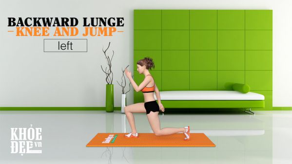 Backward Lunge Knee and Jump - Bài tập chân mông cho nữ tại nhà