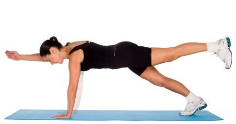 Alternating Arm And Leg Raise From Plank
