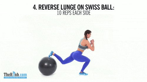 Reverse Lunge on Swiss Ball - Chùng chân trên bóng Swiss