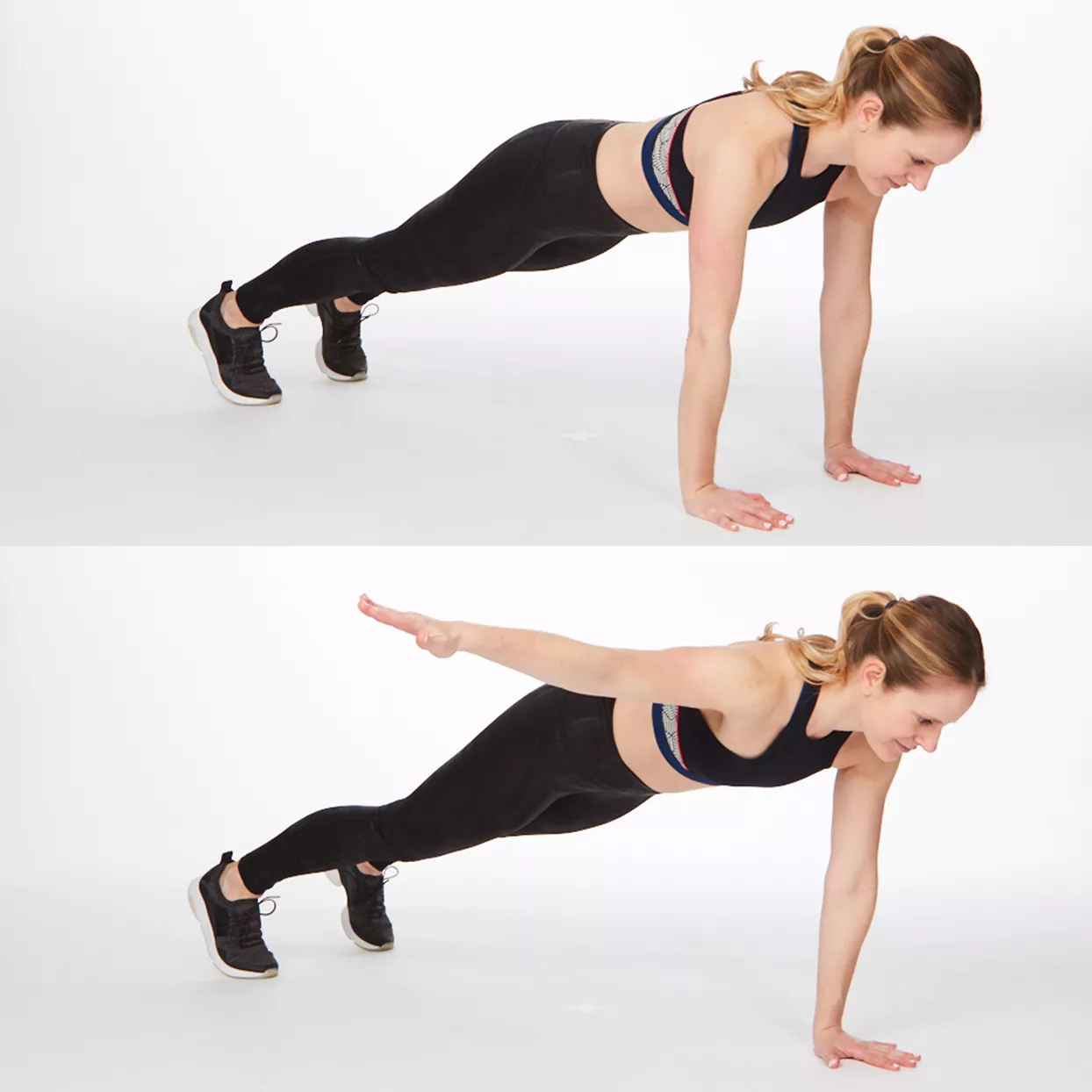 Bài tập lưng Plank with Lateral Arm Raise