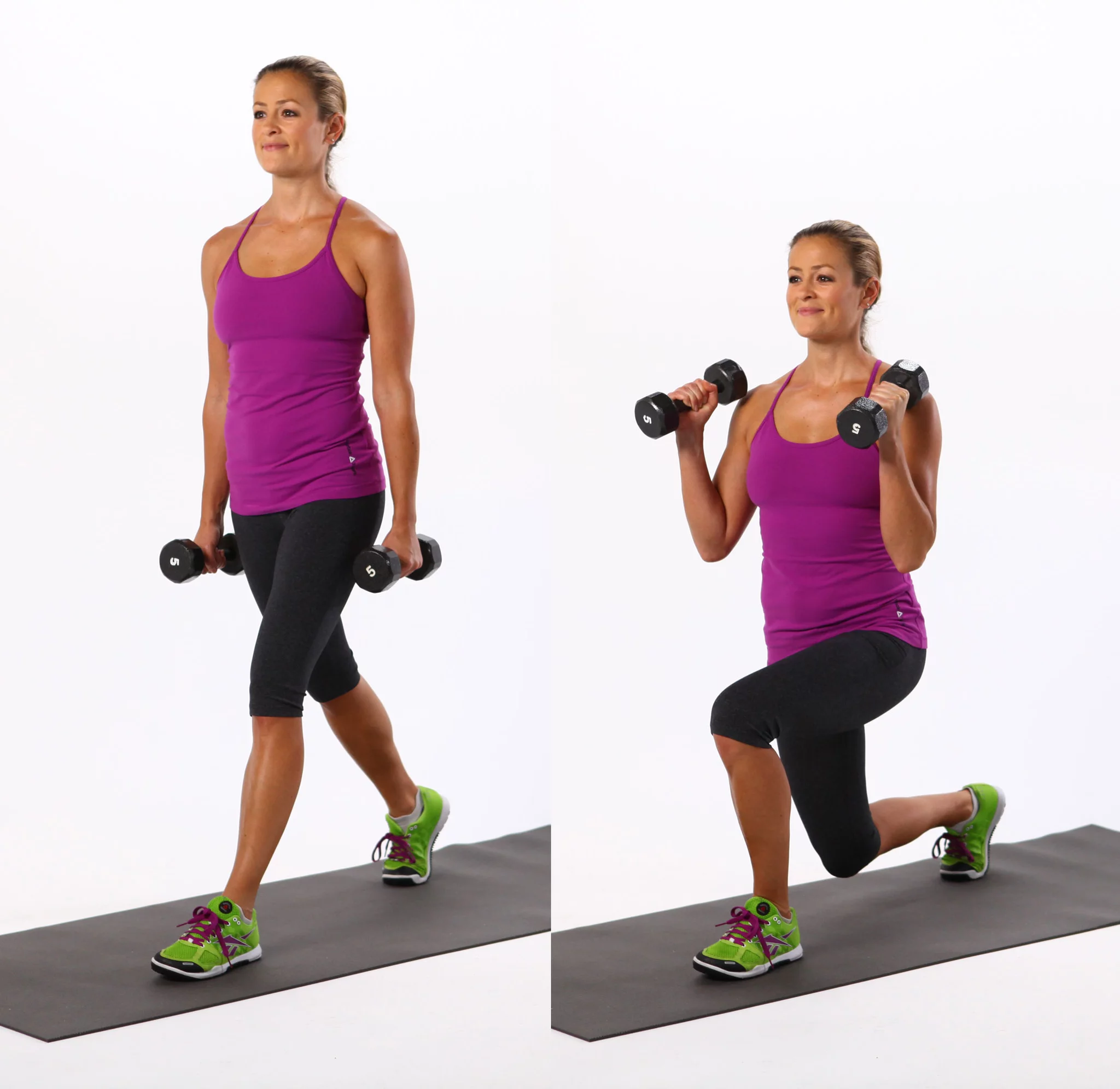 Dumbbell Lunge + Biceps Curl