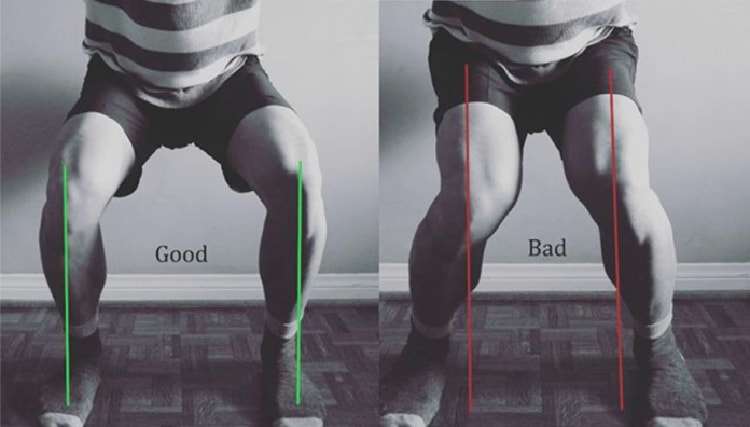 Turn your knees in while squatting