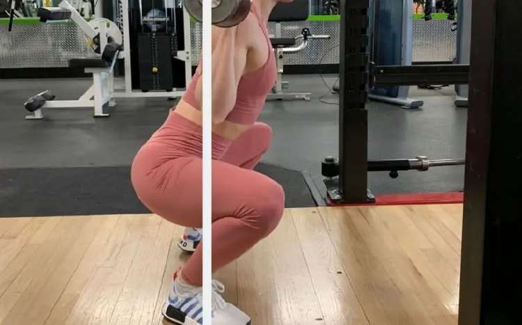 The position of the bar is not in the middle of the foot when squatting