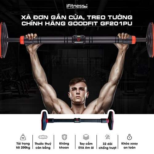  Xà đơn gắn cửa, treo tường chính hãng Goodfit GF201PU 