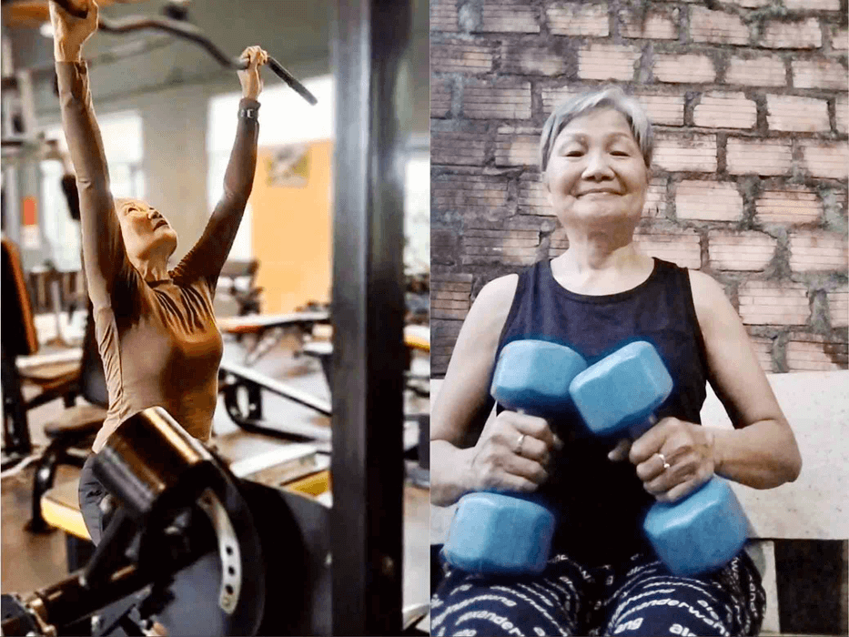 Bà ngoại U80 mê Gym, nâng tạ 10 kg, chơi TikTok cực ngầu!!!
